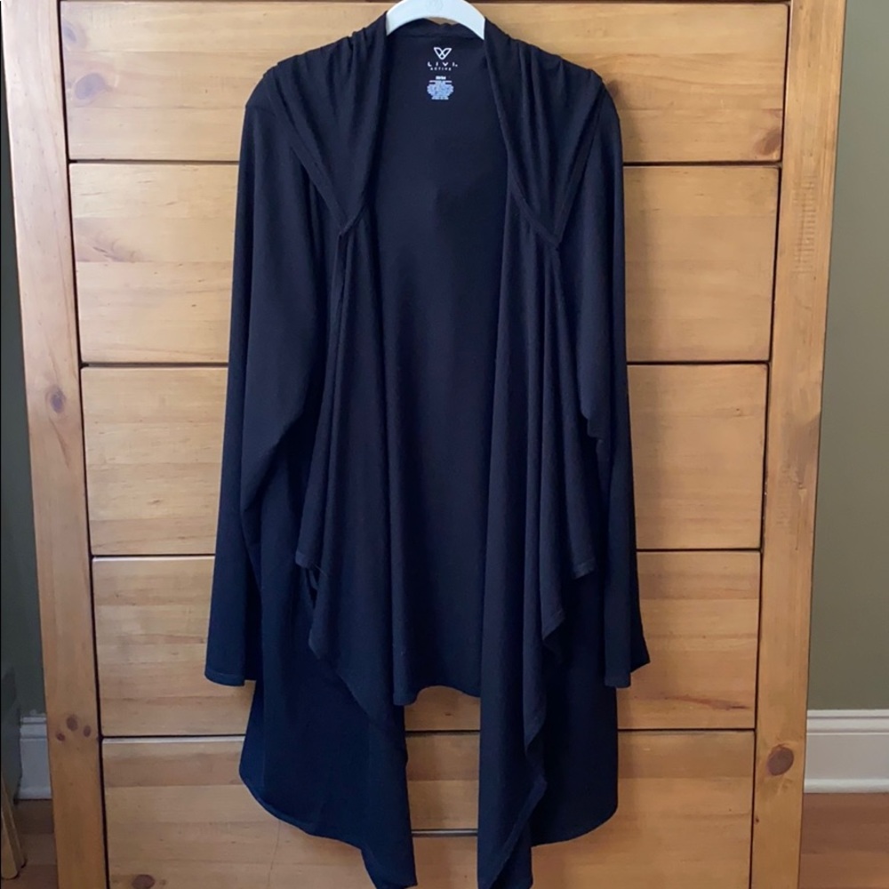 Livi Active Black Cascading Hooded Cardigan 22/24
